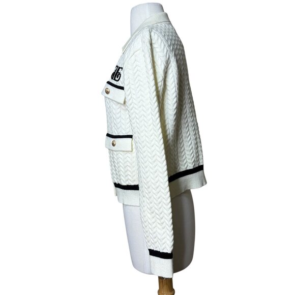 Ellandemm Button Cardigain Sweater Size Small / Medium White Black - Picture 4 of 8